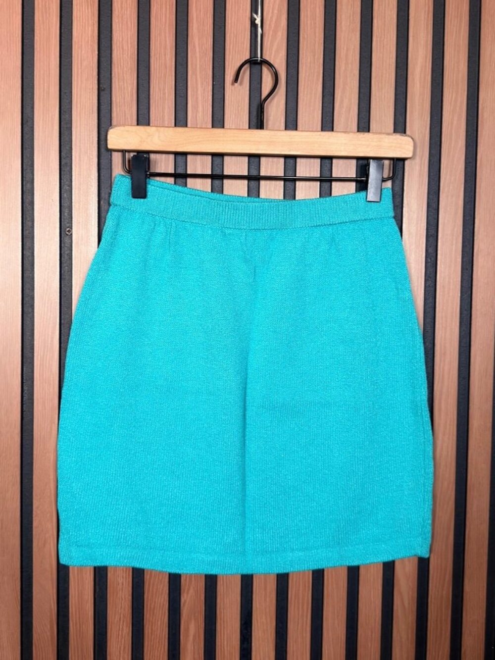 St John Skirt 2 Womens Blue Turquoise Santana Knit Stretch Waist